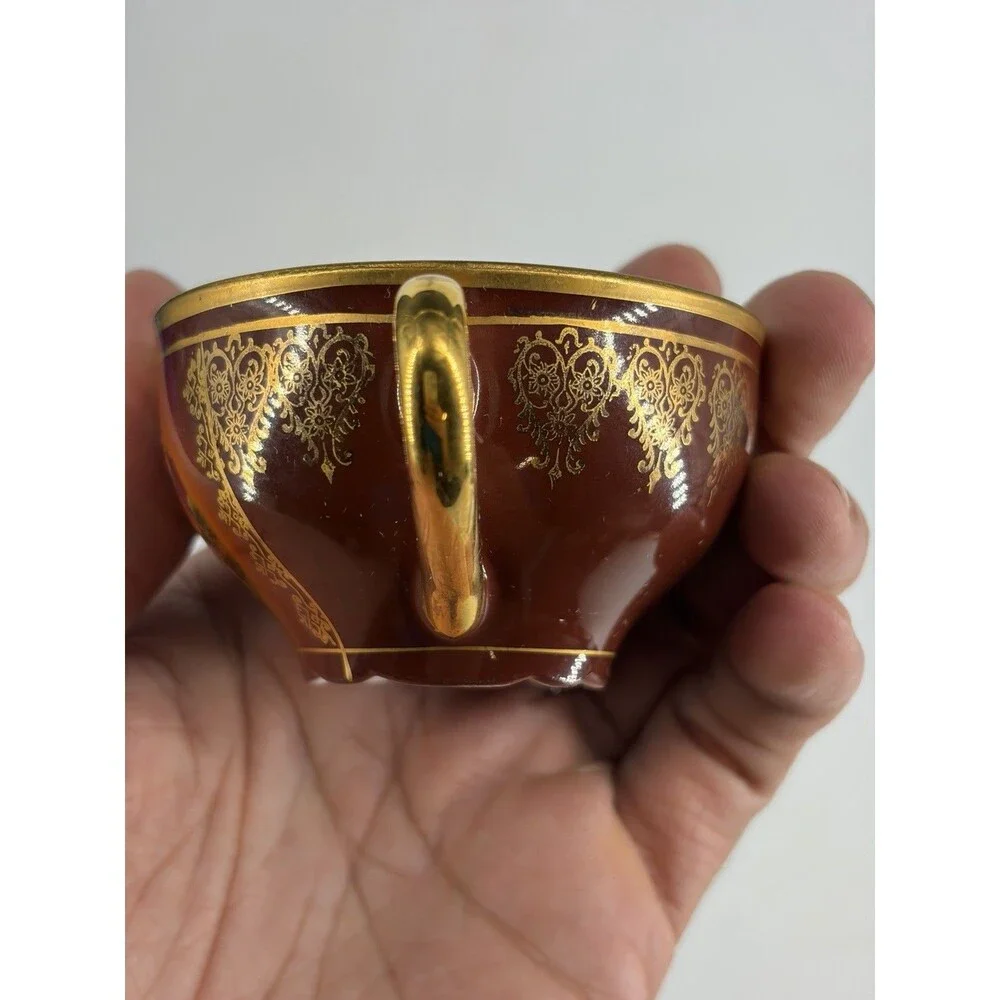 Antique MZ Moritz Zdekauer Tea Cup & Saucer Hand Painted 